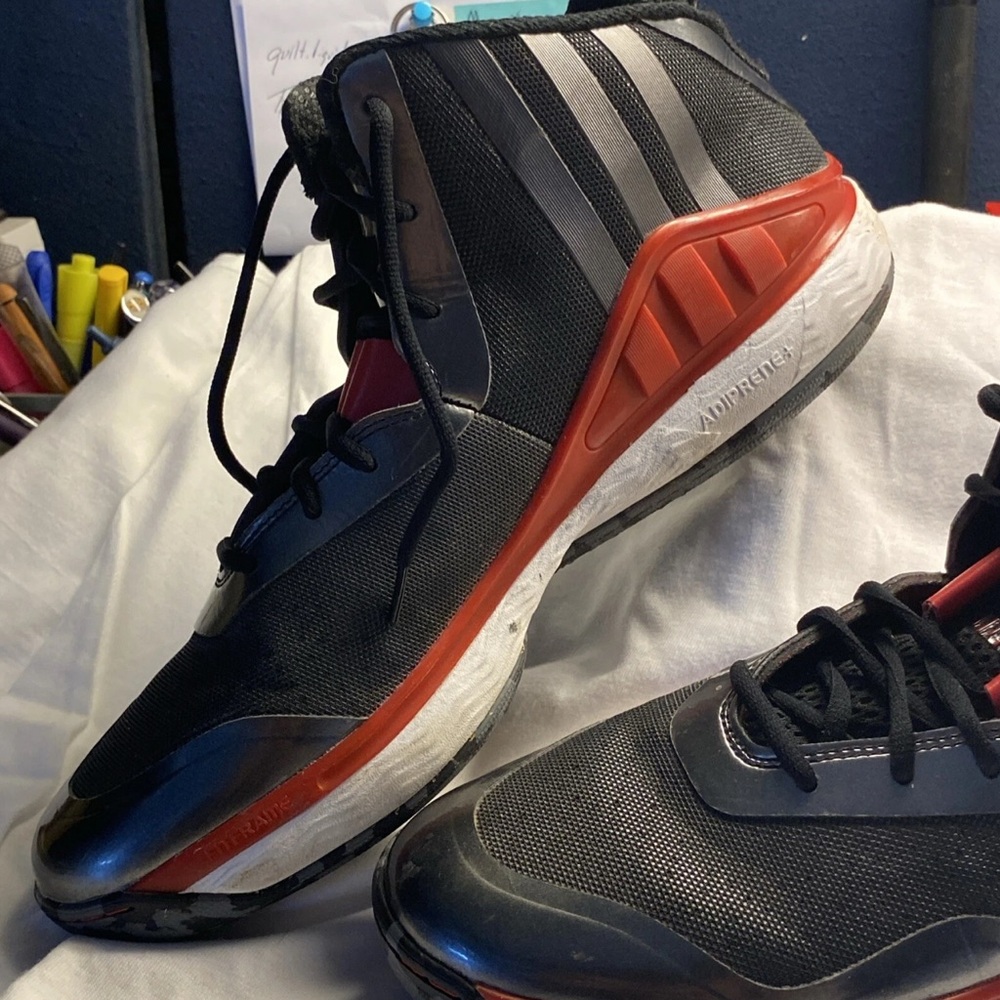 Adidas John Wall Adiprene Black, Red & Gray high tops men’s sz 9.5